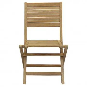 Sedia pieghevole Mirage in teak marrone, dimensioni 42x51x85 cm, vista frontale con struttura robusta e linee pulite.