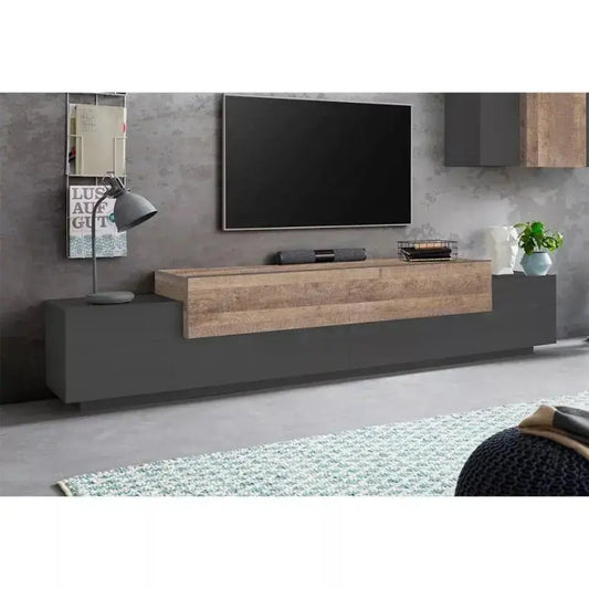 Porta TV Corona - 240 x 45 x 51,6 cm - Antracite/Quercia 356K Porta tv Italy Web forniture