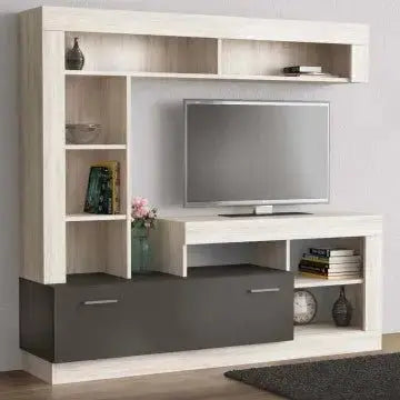 Parete Soggiorno Leonard Pino Chiaro e Grigio - Dimensioni: cm 170 x 42 x 170 h Pareti Attrezzate Hobby Shop Solution