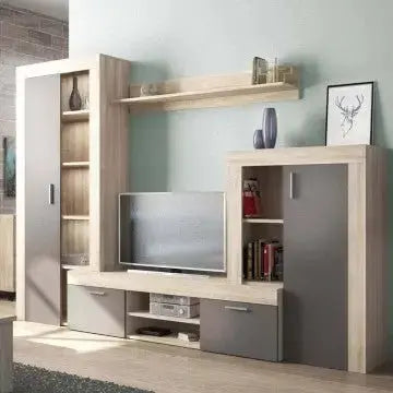 Parete Soggiorno Nobel Olmo e Grigio - Dimensioni: cm 263 x 40 x 200 h Pareti Attrezzate Hobby Shop Solution