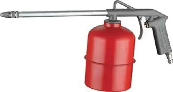 Pistola per lavaggio nafta Hobby Shop Solution con serbatoio in acciaio rosso e attacco rapido EU, ideale per accessori aria compressa.