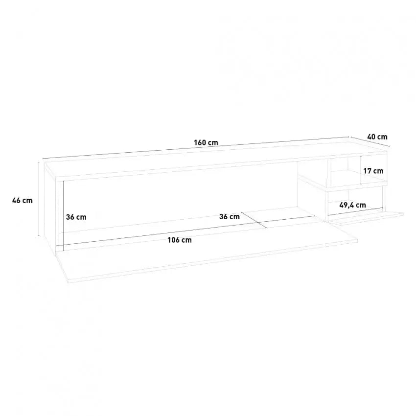 Porta TV ZET 160 - Moderno, 1 Grande Anta Ribalta, 1 Piccola Anta Ribalta, Bianco Ardesia Porta tv Italy Web forniture