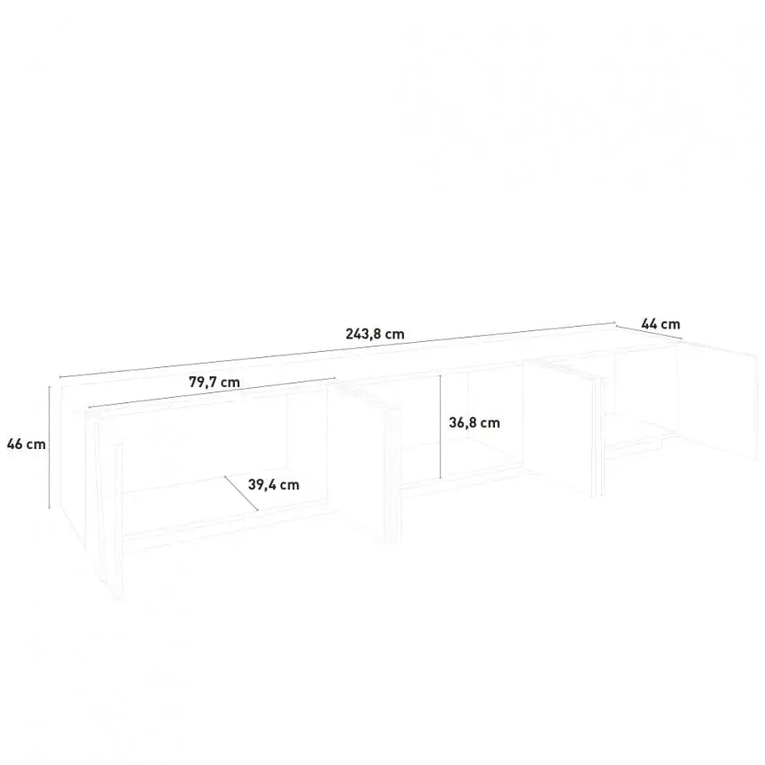 Porta TV PING Moderna con 6 Ante a Battente - Colore Cemento Porta tv Italy Web forniture