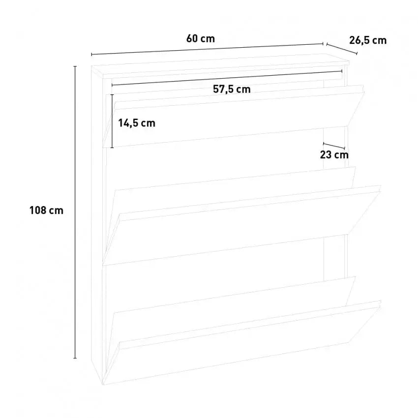 Scarpiera Moderna MAGIC con 2 ante battenti e 1 anta ribalta, colore Antracite Laccato Scarpiere Italy Web forniture