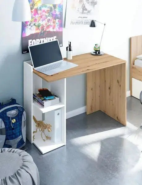 Scrivania ad angolo reversibile rovere nodi-bianco Scrivanie Hobby Shop Solution