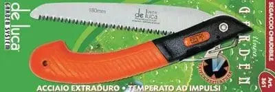 Segaccio chiudibile a serramanico 180 mm con lama in acciaio extraduro e manico ergonomico in ABS, ideale per giardinaggio e potatura.