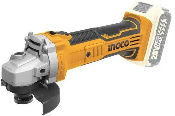 Smerigliatrice angolare a batteria 20V disco 115mm Ingco con impugnatura ergonomica e corpo compatto, ideale per taglio e smerigliatura precisi.
