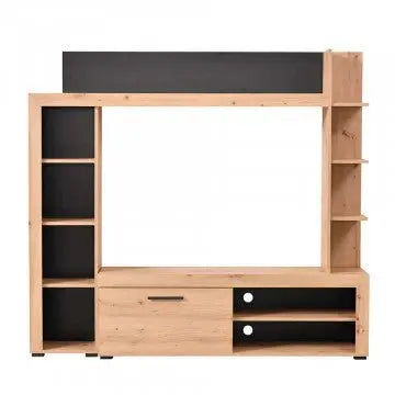Soggiorno Rubi Rovere Artigiano e Nero - Dimensioni: cm 172,5 x 33 x 157,5 h Pareti Attrezzate Hobby Shop Solution