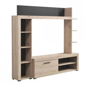 Soggiorno Rubi Rovere Grigio e Nero - Dimensioni: cm 172,5 x 33 x 157,5 h Pareti Attrezzate Hobby Shop Solution