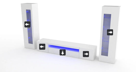 Porta TV con 2 vetrine Daiquiri in bianco lucido per il soggiorno Porta tv Web forniture