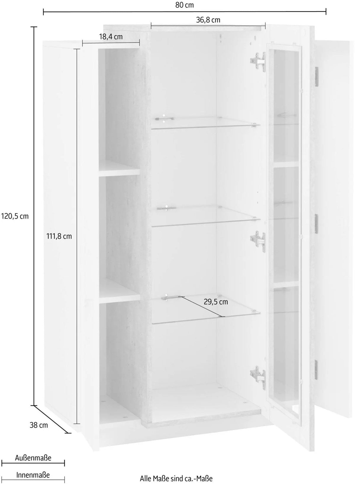 Vetrina Moderna Bianco Lucido - Cemento CORO Vetrine Italy Web forniture