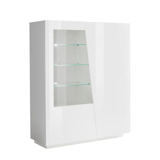Vetrina Moderna con 2 Ante Battenti - Bianco Lucido: VEGA Vetrine Italy Web forniture