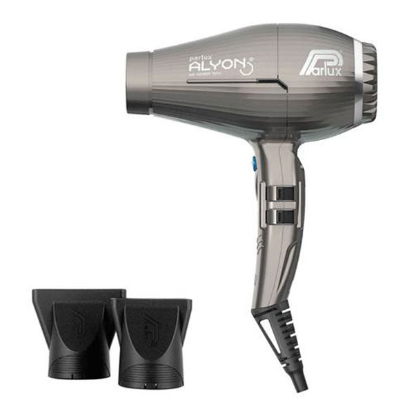 Asciugacapelli Parlux Alyon Phon Air Ionizer Tech 1900-2250 W in grafite opaco con due bocchette di diffusione, tecnologia avanzata per capelli lucenti