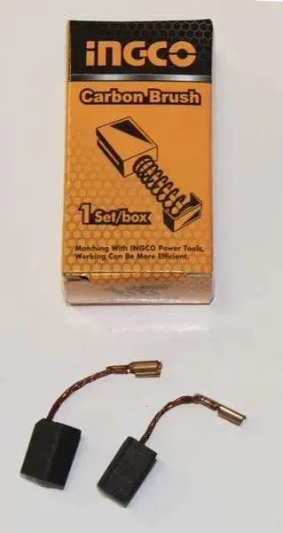 Spazzole di ricambio per i/ag8508e (pz.2) Ingco con confezione arancione e due carboncini con cavo in rame per elettroutensili compatibili.