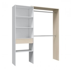 Armadio Guardaroba 158x40x187h in Rovere Chiaro e Bianco con Ripiani e Appendiabiti Armadi Hobby Shop Solution