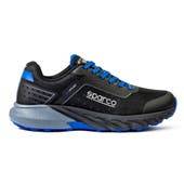 Scarpa Sparco Gap, sneaker flessibile e resistente con design sportivo nero e blu, ideale per comfort e stile. Misure 39-46.