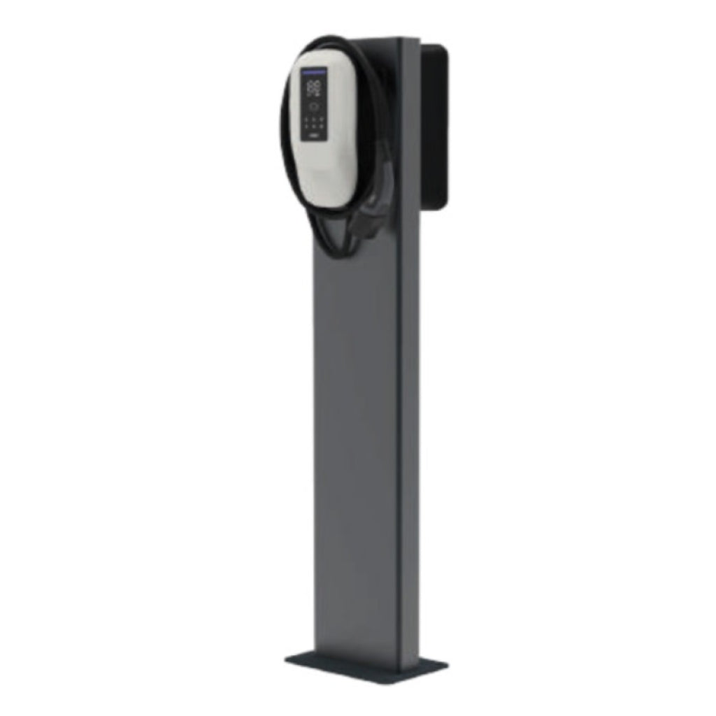 Supporto da terra in acciaio per 1 o 2 Wall Box DazeBox, ideale per stazioni di ricarica EV. Struttura robusta per installazione verticale sicura.