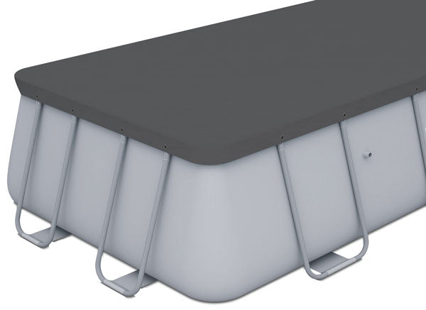 Copripiscina rettangolare 549x274 cm in PE con corde e fori drenaggio