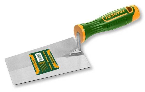 Cazzuola punta quadra da 180 mm con manico ergonomico in plastica verde e gialla, utensile edilizio per muratura, SKU: J/JDBT4307