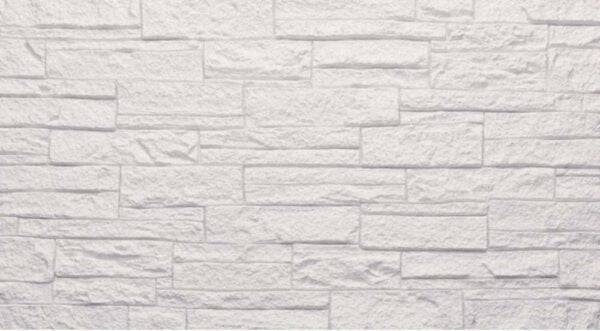 Pannello murale fonoassorbente in PU effetto pietra 3D bianco, superficie con dettagli di pietra, ideale per migliorare l'acustica e lo stile degli ambienti