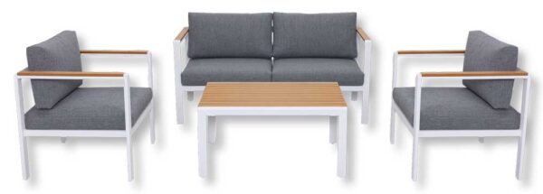 Salotto Alluminio Set Lounge 4 Pezzi - Struttura Resistente e Cuscini Sfoderabili