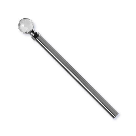 Bastone per tende in acciaio lucido con terminale in cristallo, lunghezza regolabile da 120 a 210 cm, accessorio decorativo per ambienti domestici