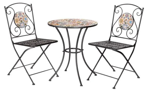 Set da giardino con tavolo in mosaico e 2 sedie floreali Set da giardino ANDREA BIZZOTTO   
