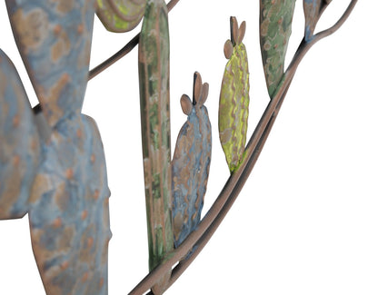 Pannello Decorativo in Ferro a Forma di Cactus - cm 90x2,5x64