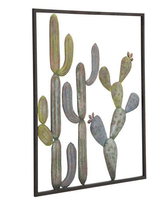 Pannello Decorativo in Ferro con Motivo Cactus - cm 50x1,3x50