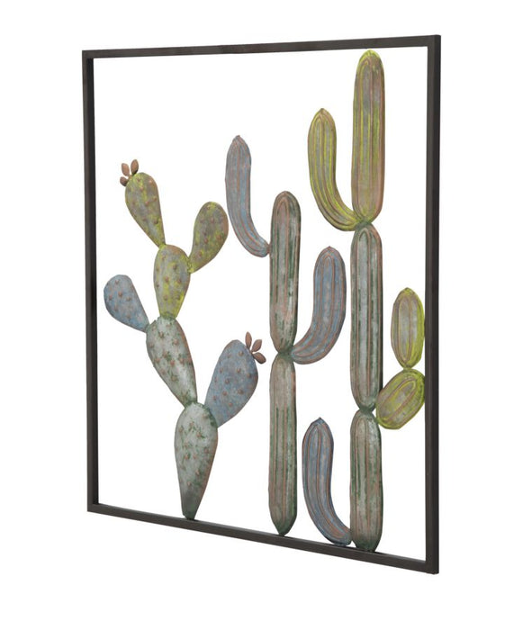 Pannello Decorativo in Ferro con Motivo Cactus - cm 50x1,3x50