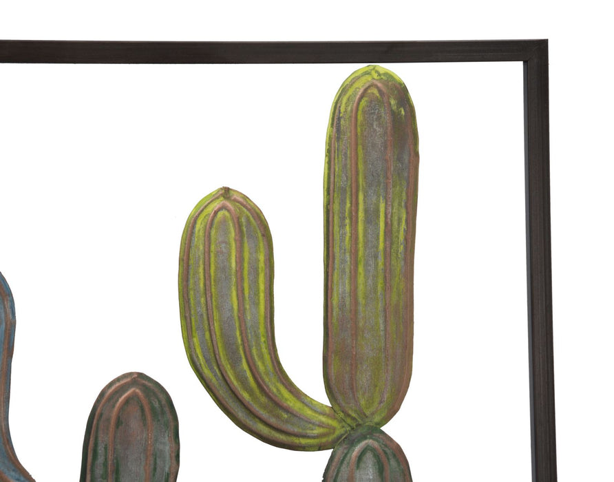 Pannello Decorativo in Ferro con Motivo Cactus - cm 50x1,3x50