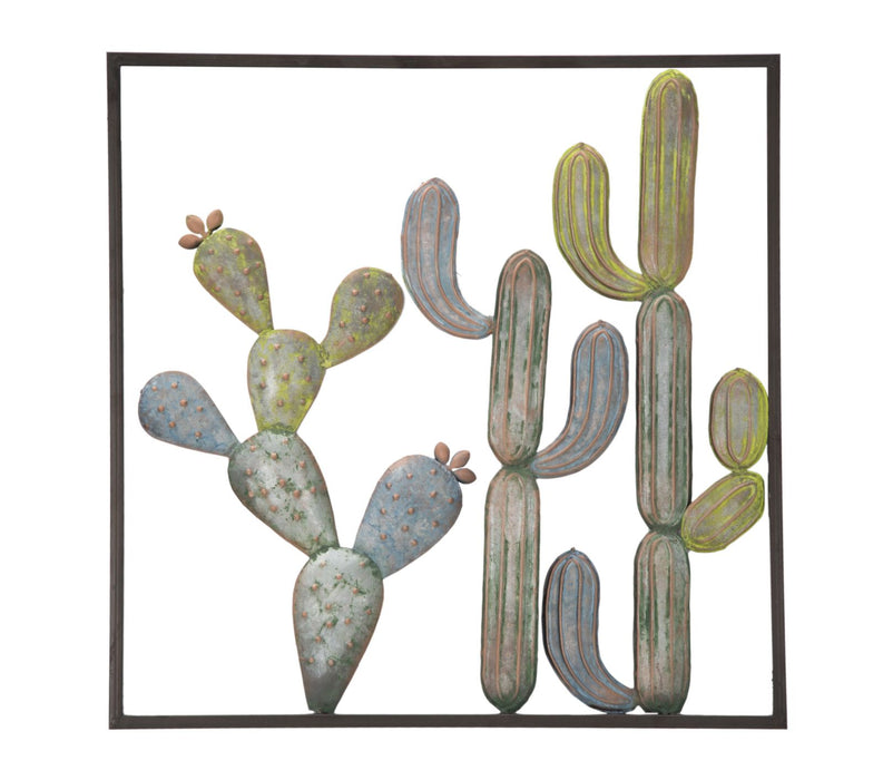 Pannello Decorativo in Ferro con Motivo Cactus - cm 50x1,3x50