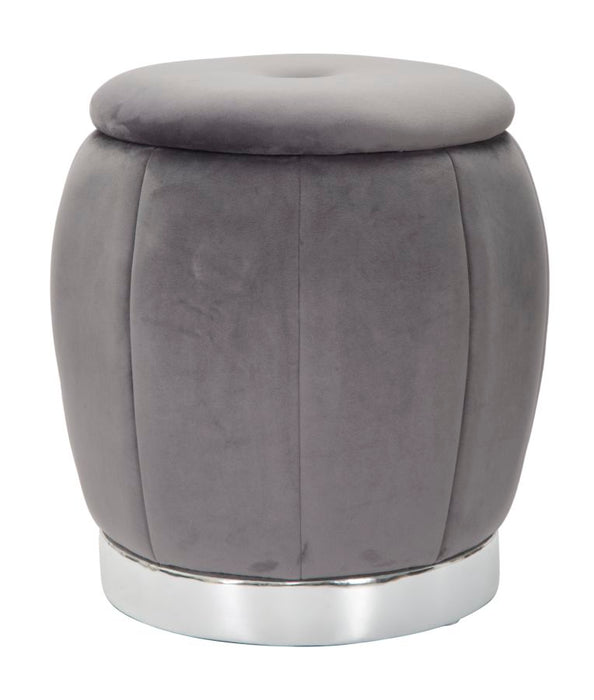 Pouf Contenitore Chic Paris Grigio/Silver Ø 43 cm