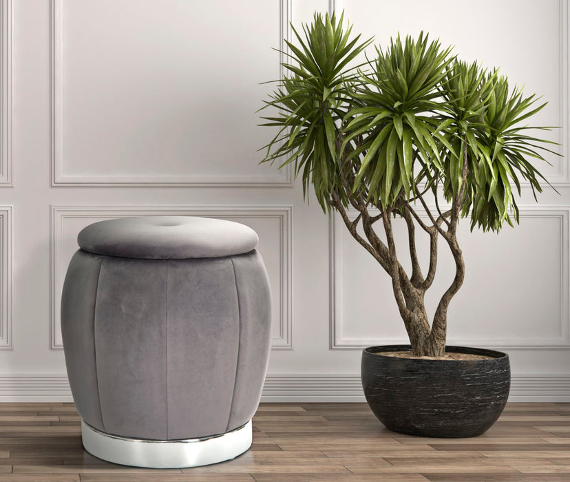 Pouf Contenitore Chic Paris Grigio/Silver Ø 43 cm