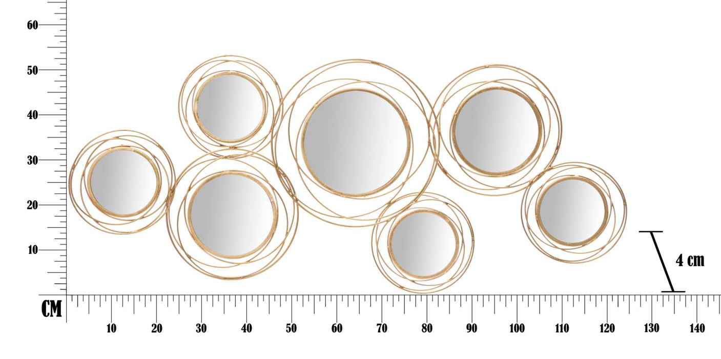 Specchio Rotondo in Metallo Dorato cm 124,5x4x53,5