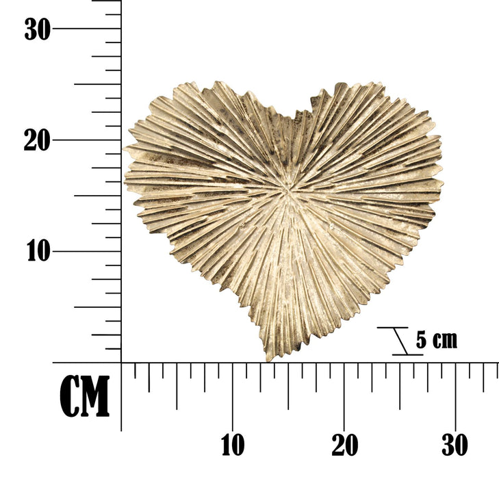 Svuotatasche a Forma di Cuore in Metallo Dorato 29x5x25 cm