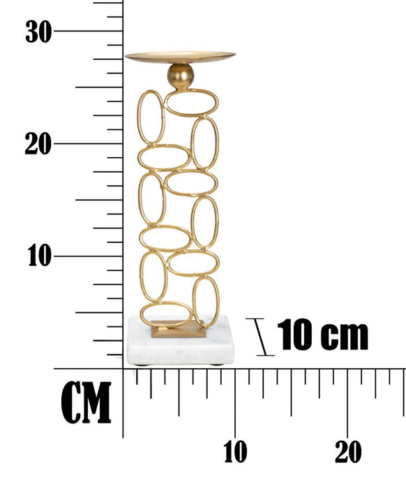 Portacandele Bubbles in Metallo Dorato 10x10x27 cm