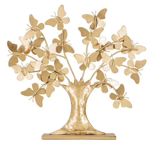 Albero della Vita con Farfalle Glam - Decorazione in Metallo cm 31x8x30