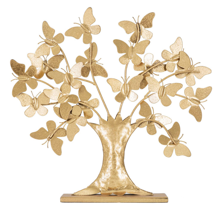 Albero della Vita con Farfalle Glam - Decorazione in Metallo cm 31x8x30