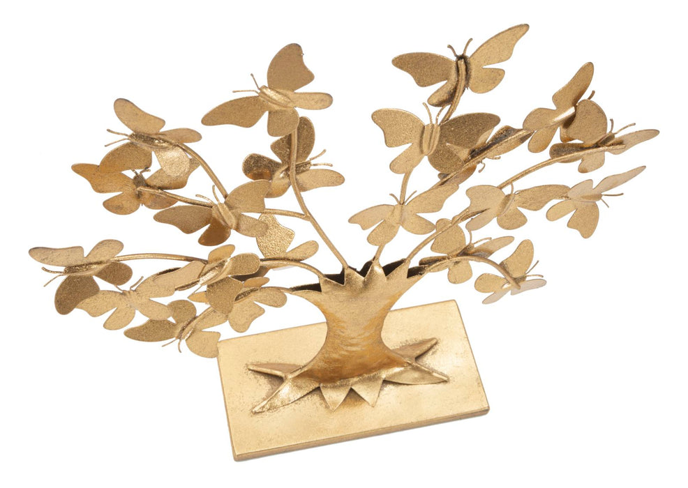 Albero della Vita con Farfalle Glam - Decorazione in Metallo cm 31x8x30