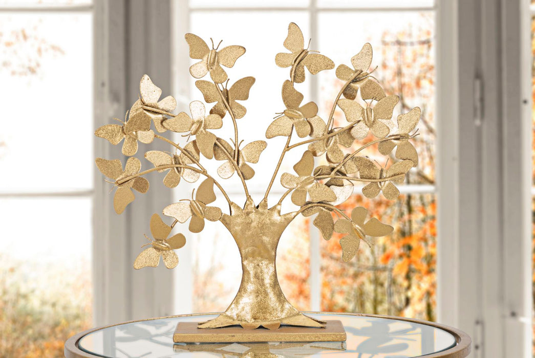 Albero della Vita con Farfalle Glam - Decorazione in Metallo cm 31x8x30