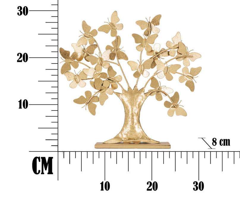 Albero della Vita con Farfalle Glam - Decorazione in Metallo cm 31x8x30