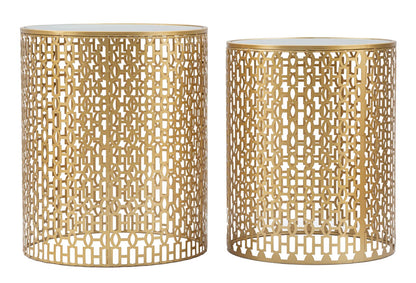 Coppia di Tavolinetti Oblin Eleganti cm ø 41x50-37,5x47