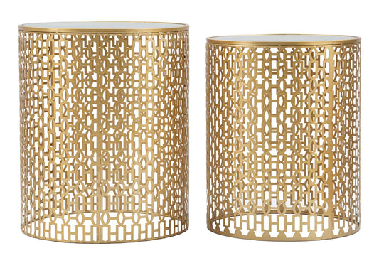Coppia di Tavolinetti Oblin Eleganti cm ø 41x50-37,5x47
