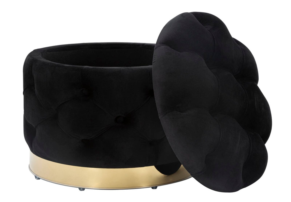 Pouf Contenitore Elegante Nero Ø 55x42 cm