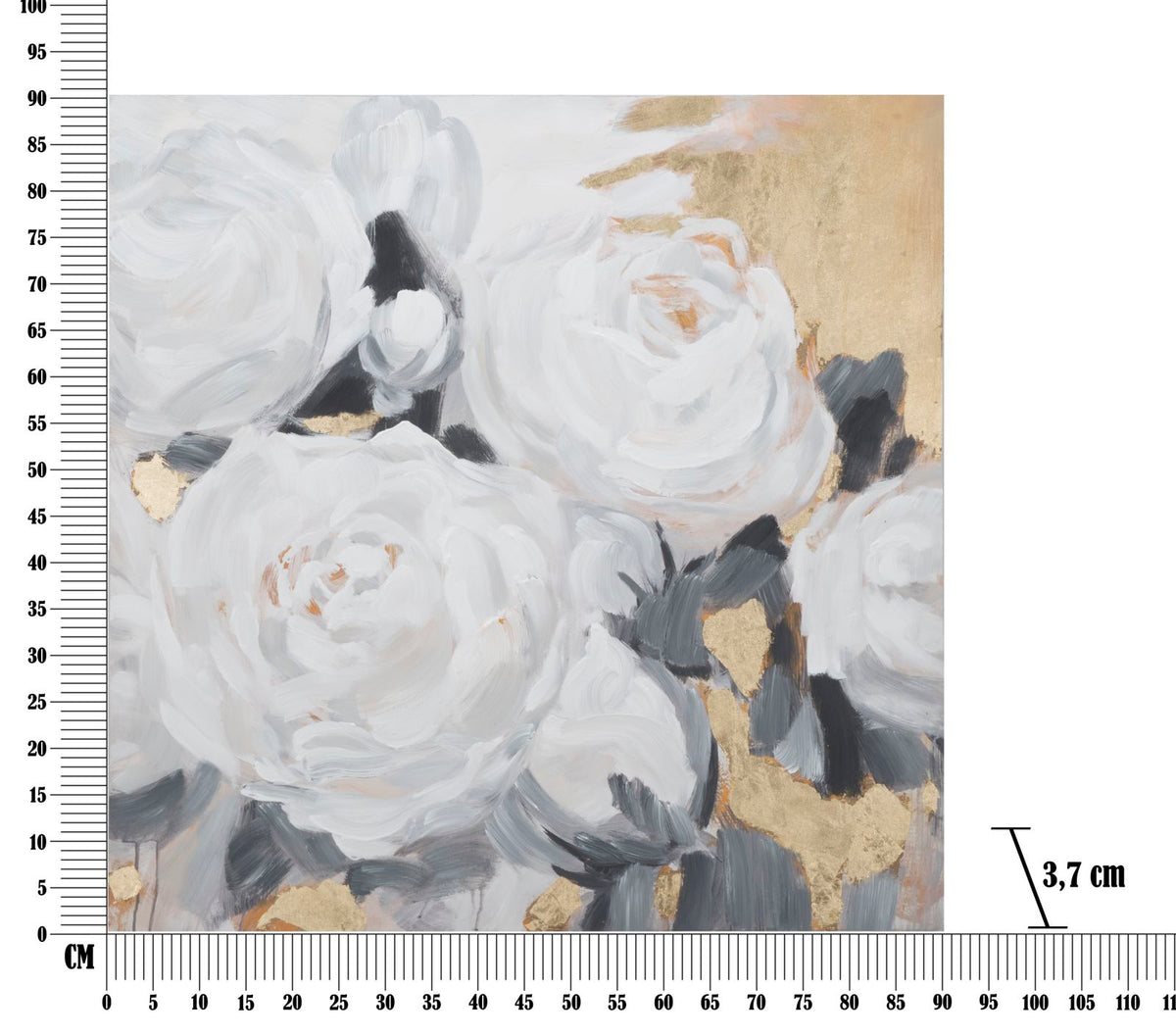 Opera d'Arte Floreale su Tela - Fiori Bianchi - 90x3,7x90 cm
