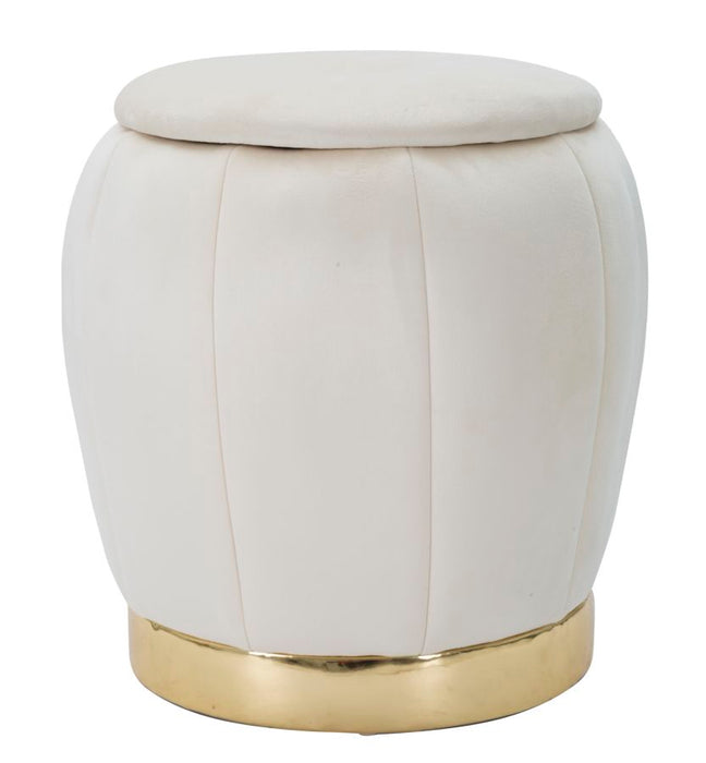 Pouf Elegante Contenitore Paris Crema/Oro Ø 43 cm