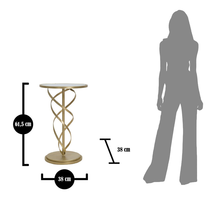 Tavolino Glam Spiral in Metallo e Marmo Ø 38x61,5 cm