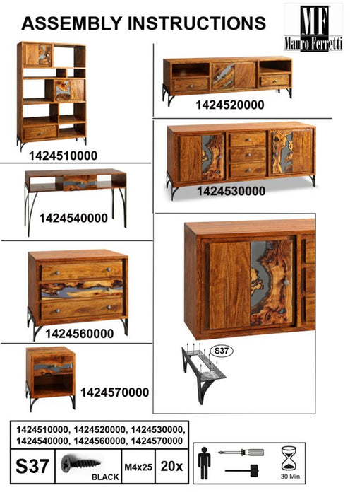 Console Mustang in Legno Massello di Acacia Nilotica 130x40x80