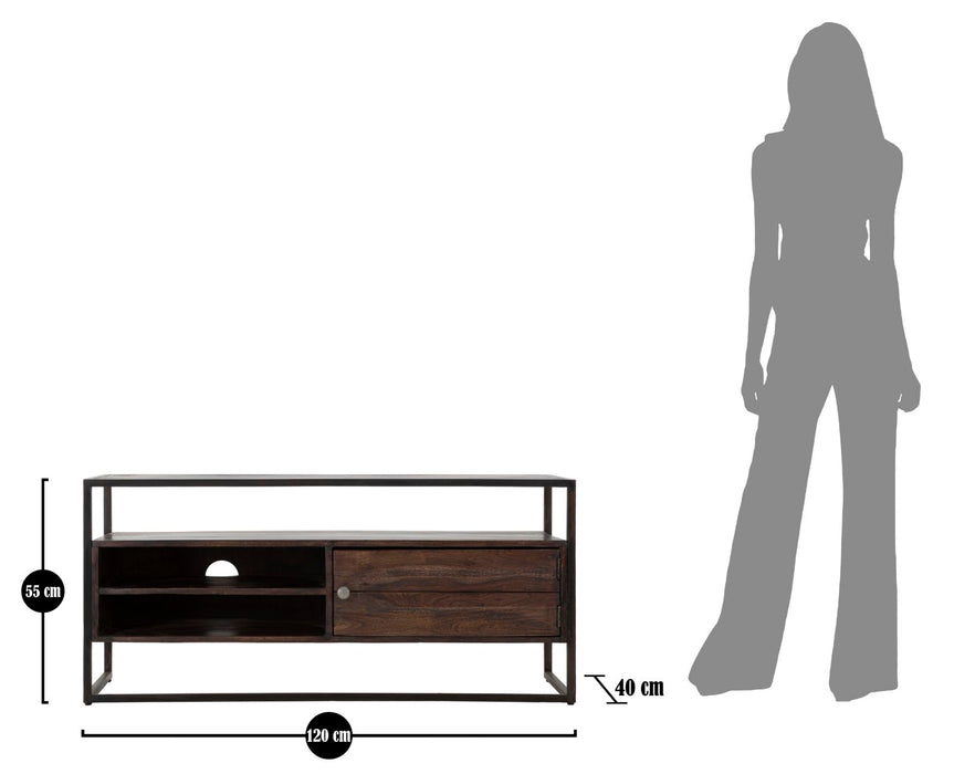 Mobile Porta TV in Legno Massello di Acacia Nilotica - Design Moderno e Spazio di Archiviazione Elegante 120x40x55 cm